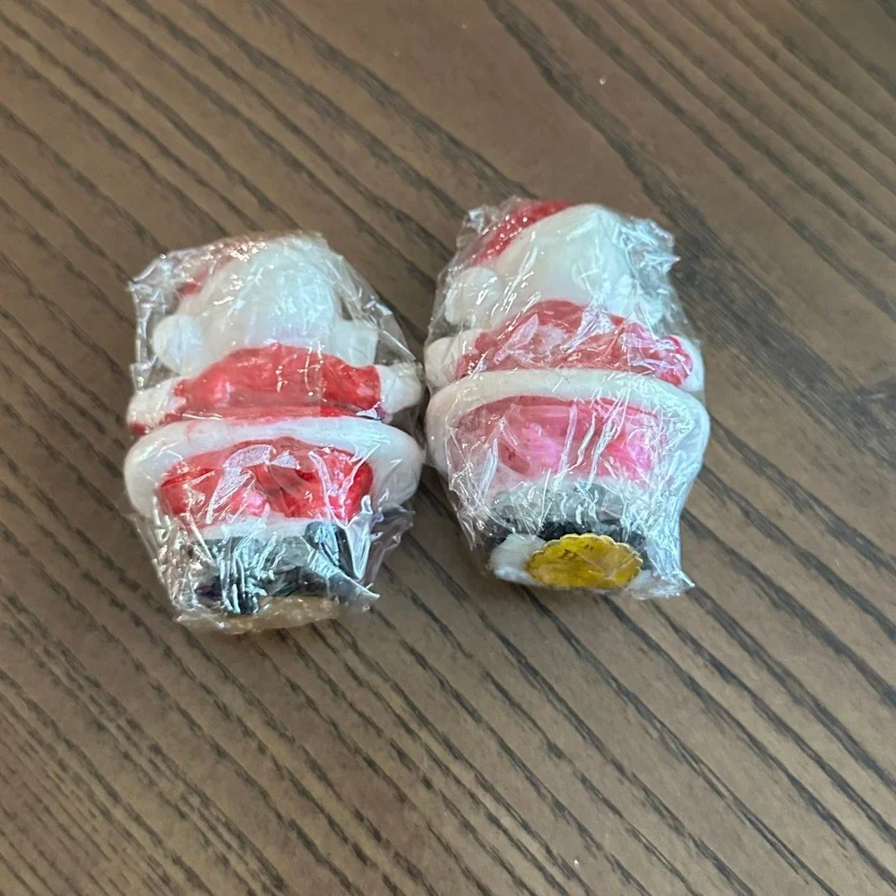 Vintage 3'' Halo Santa Claus Candles Set of 2 Red White Retro Christmas Decor 3